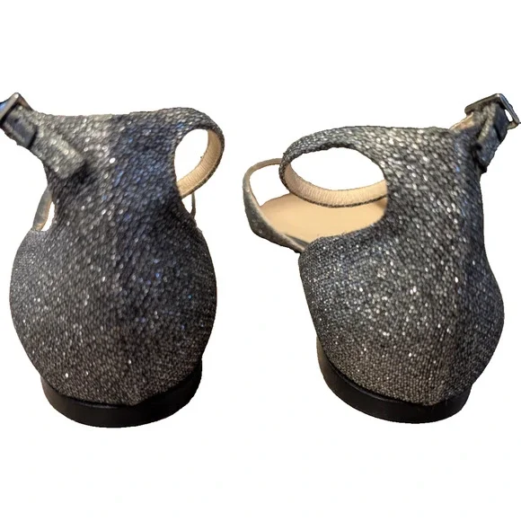 Jimmy Choo Ankle Strap Flats Glitter Metallic Sparkle 37.5 EUC - Picture 5 of 7